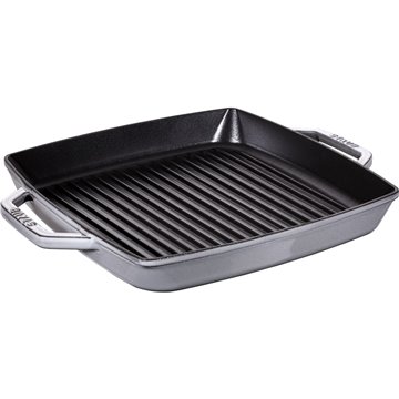 STAUB Square cast iron grill pan with two handles 33 cm  graphite