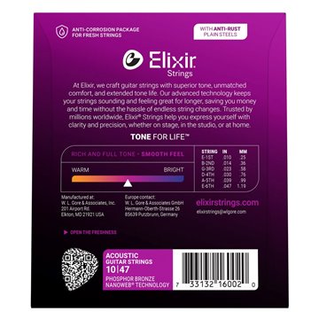 Elixir 16002 Phosphor Bronze Extra Light NW - acoustic guitar strings (10–47)