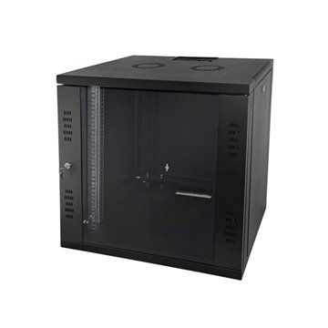 Alantec SW-15U-600-450-N-DSJ-OP-RP-F-C 19  15U STRONG RACK Hanging Rack  600x450  glass door  black  FLAT PACK
